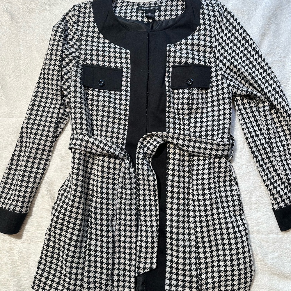 A. Giannetti Black and White Houndstooth Jacket